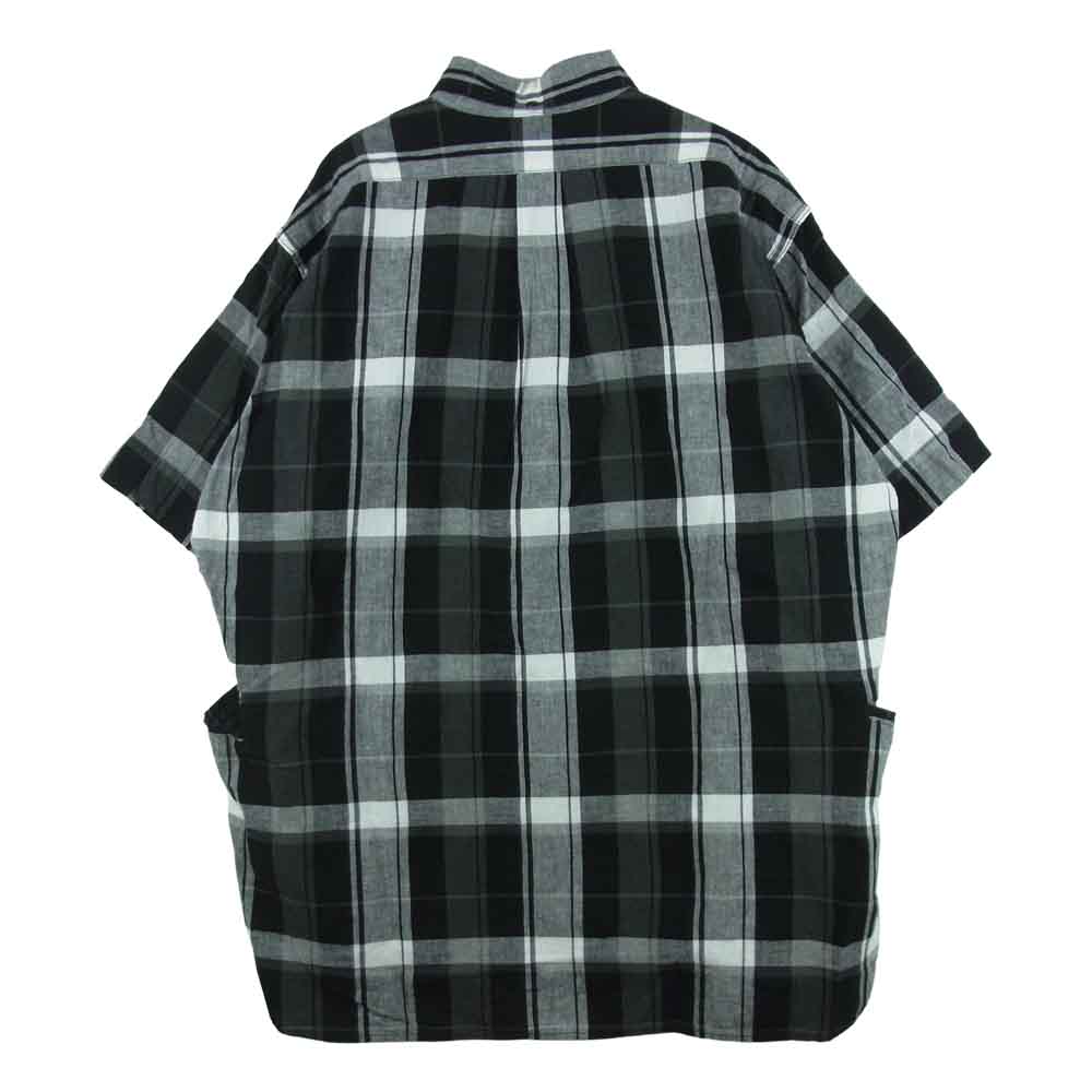SASAFRAS ササフラス WHEEL BARROW SHELL SHIRT 1/2 コットン リネン プルオーバー チェック 半袖 シャツ ブラック系 グレー系 M【中古】