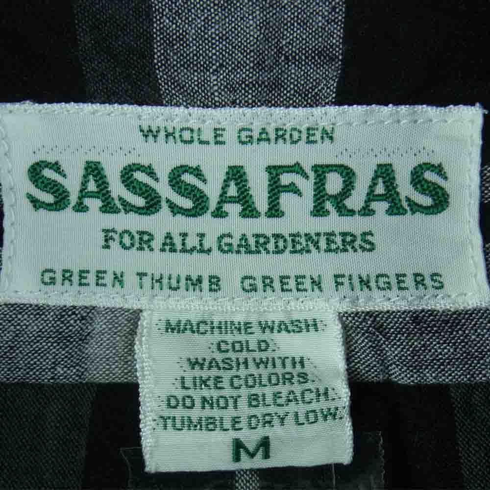 SASAFRAS ササフラス WHEEL BARROW SHELL SHIRT 1/2 コットン リネン プルオーバー チェック 半袖 シャツ ブラック系 グレー系 M【中古】
