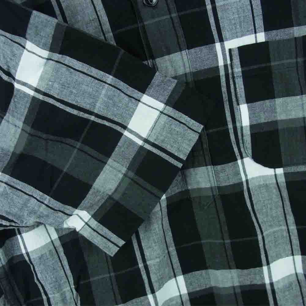SASAFRAS ササフラス WHEEL BARROW SHELL SHIRT 1/2 コットン リネン プルオーバー チェック 半袖 シャツ ブラック系 グレー系 M【中古】