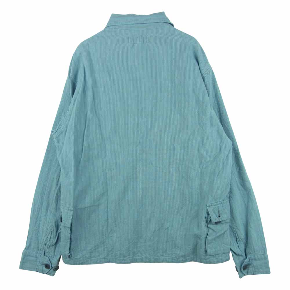 SASAFRAS ササフラス G.D.U. JACKET ストライプ シャツ ジャケット 日本製 ライトブルー系 S【中古】