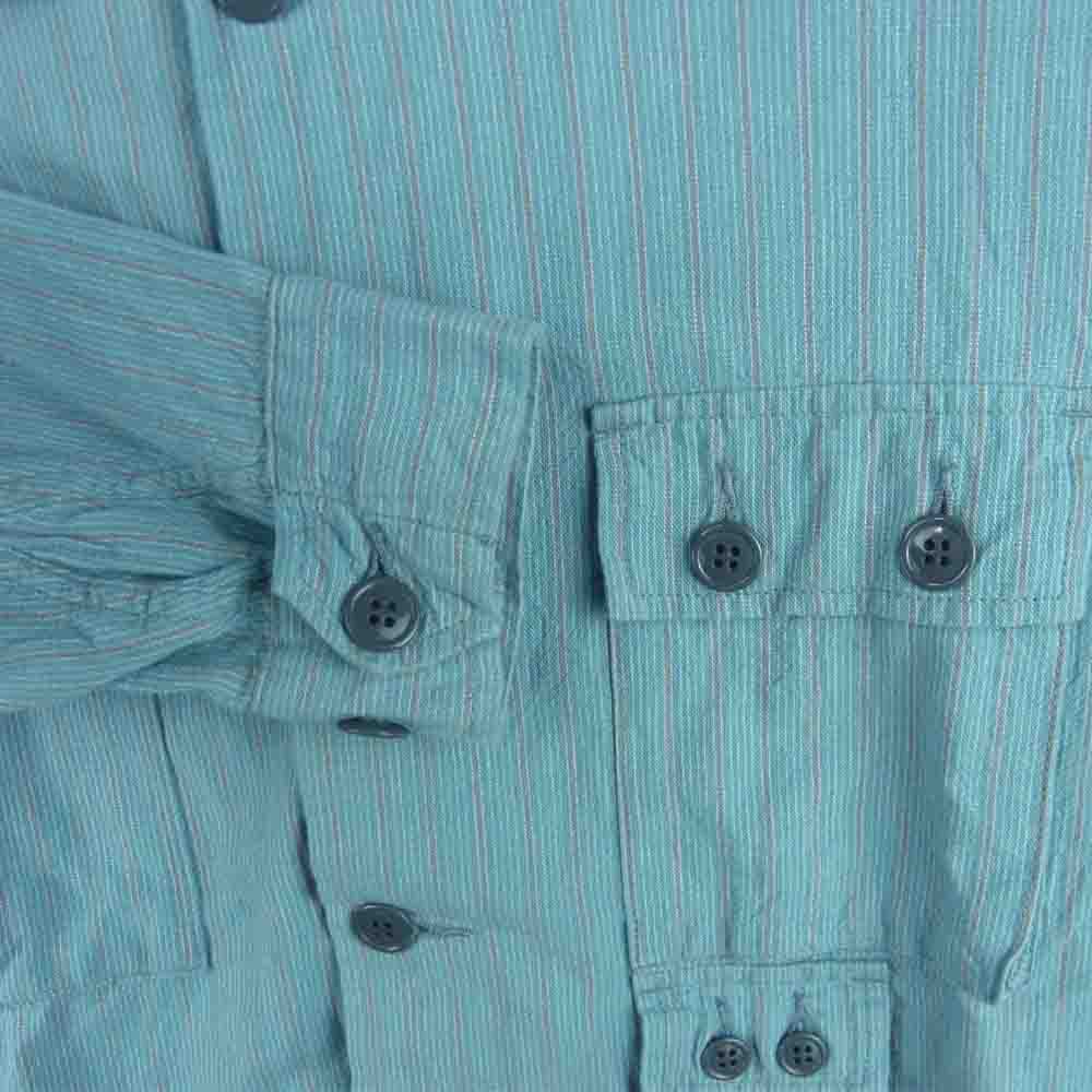 SASAFRAS ササフラス G.D.U. JACKET ストライプ シャツ ジャケット 日本製 ライトブルー系 S【中古】