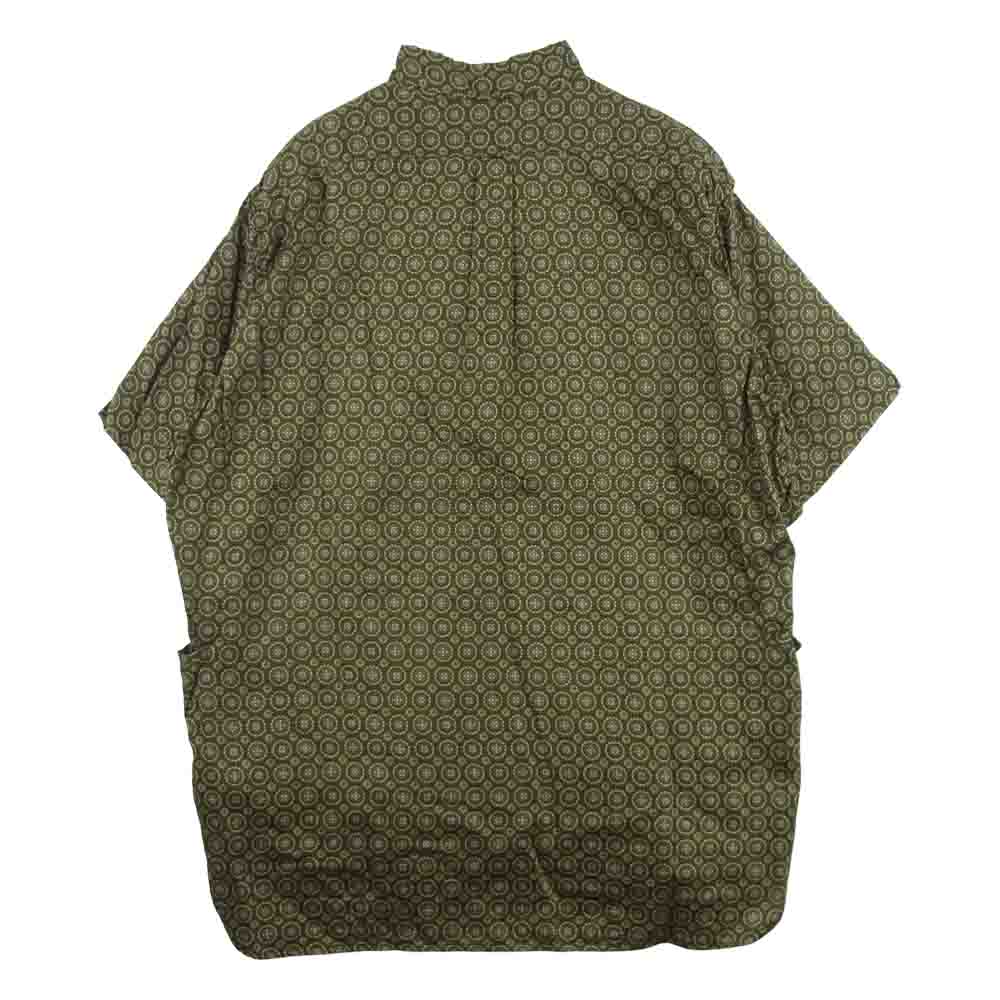 SASAFRAS ササフラス WHEEL BARROW SHELL SHIRT 1/2 総柄プリント プルオーバー 半袖 シャツ グリーン系 M【中古】