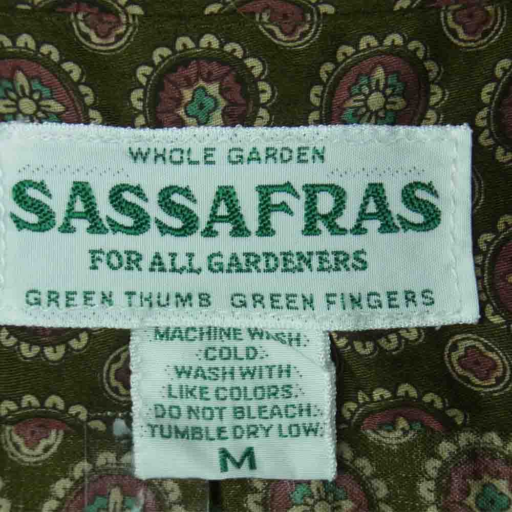 SASAFRAS ササフラス WHEEL BARROW SHELL SHIRT 1/2 総柄プリント プルオーバー 半袖 シャツ グリーン系 M【中古】