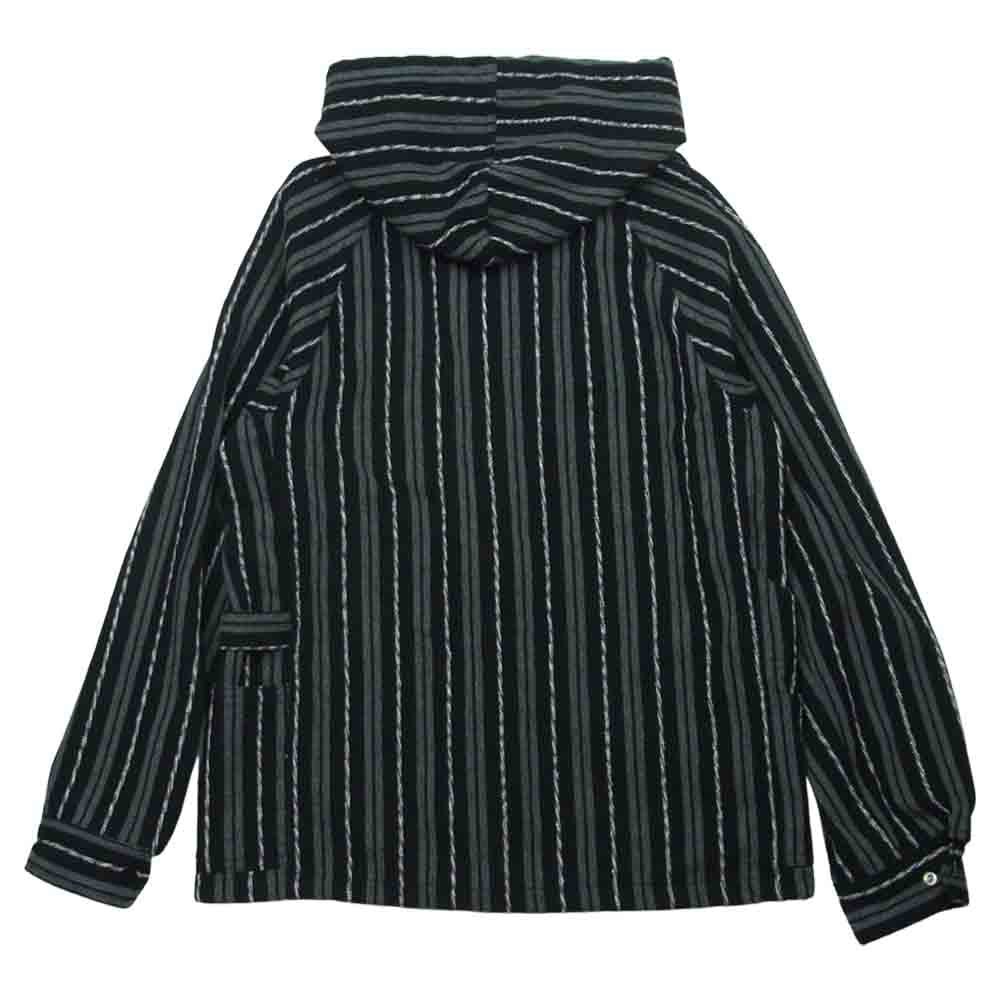 SASAFRAS ササフラス GARDENER BUD BREAKER Blanket Stripe ガーデナー バド ブレーカー ブランケット ストライプ パーカー ジャケット ブラック系 グレー系 S【中古】
