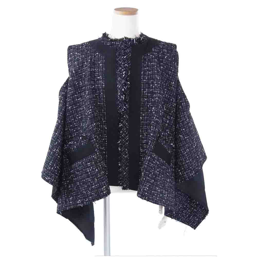 Sacai サカイ 20SS 20-05004 tweed top ツイード トップス ベスト ブラック系 1【美品】【中古】