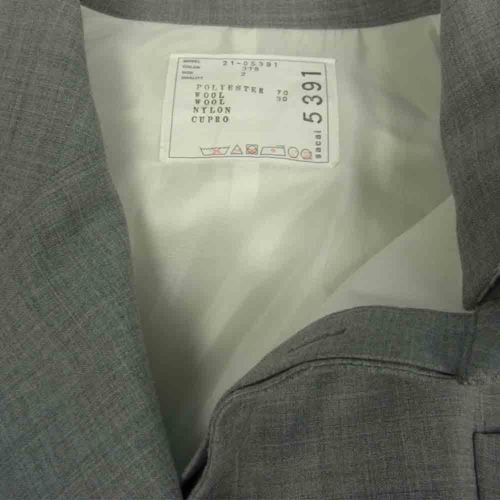 Sacai サカイ 21AW 21-05391 バック プリーツ 切替 ドッキング コート グレー系 2【中古】