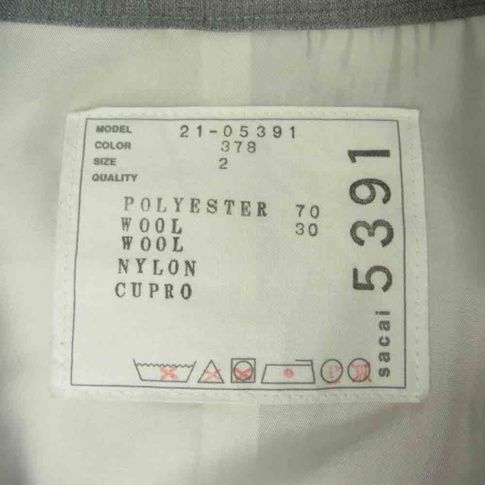Sacai サカイ 21AW 21-05391 バック プリーツ 切替 ドッキング コート グレー系 2【中古】