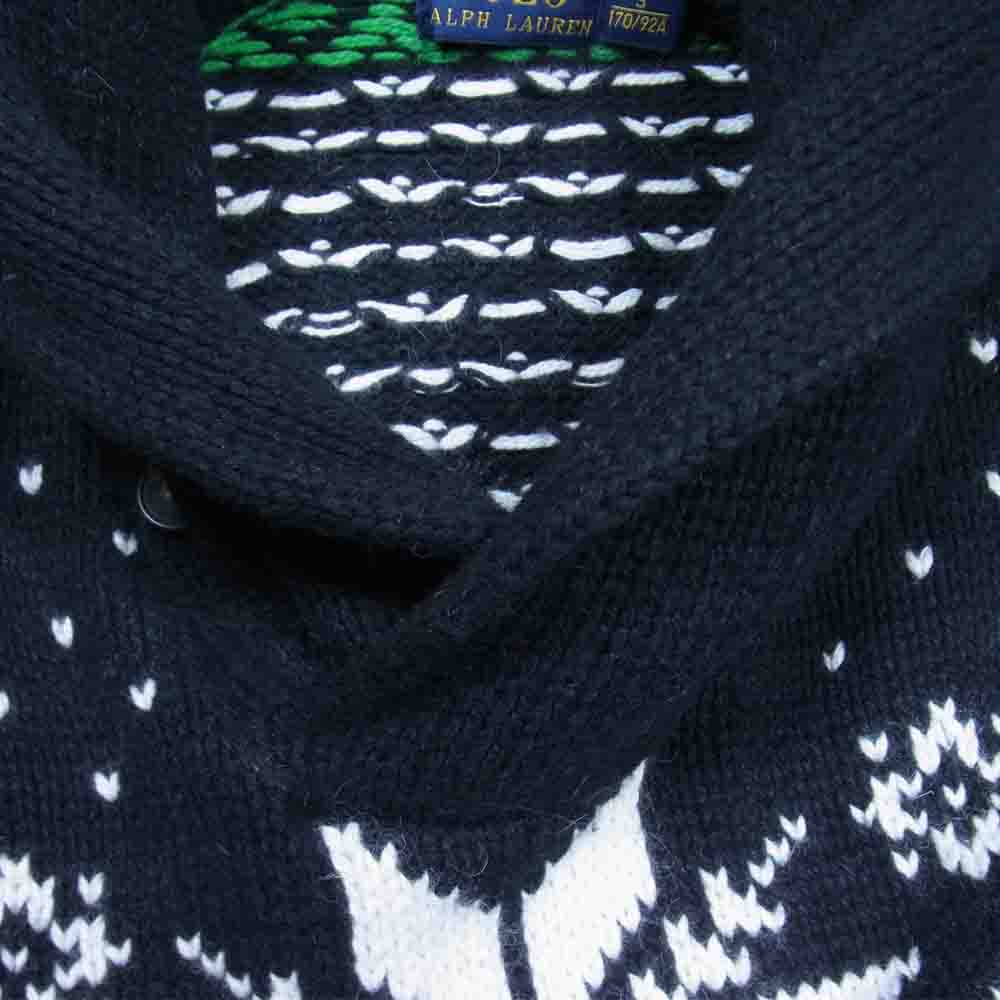 POLO RALPH LAUREN ポロ・ラルフローレン 国内正規品 カシミヤ アンゴラ混コットン ノルディック ショールカラー ニット ブラック系 S【中古】
