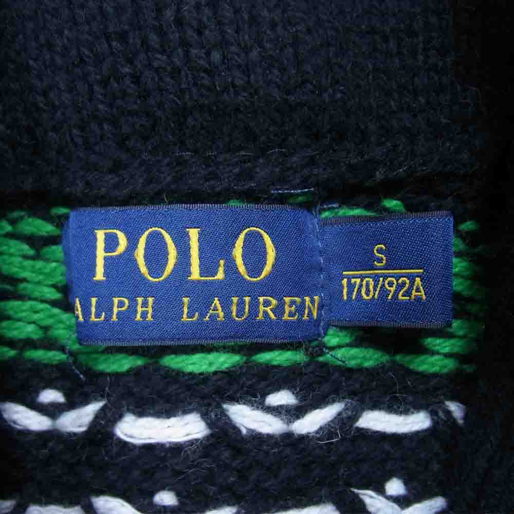 POLO RALPH LAUREN ポロ・ラルフローレン 国内正規品 カシミヤ アンゴラ混コットン ノルディック ショールカラー ニット ブラック系 S【中古】
