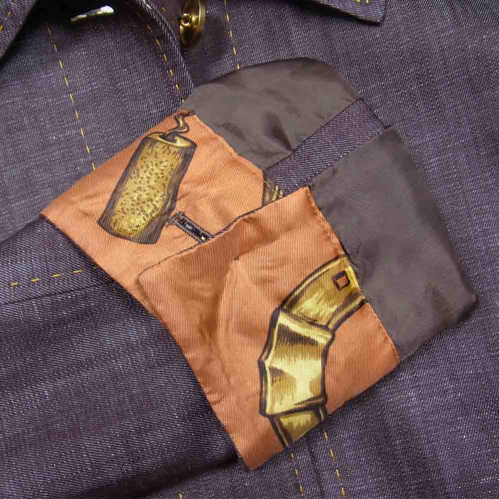 Aquascutum アクアスキュータム 裏地スカーフ柄 メタルボタン ジャケット ブラウン系【中古】