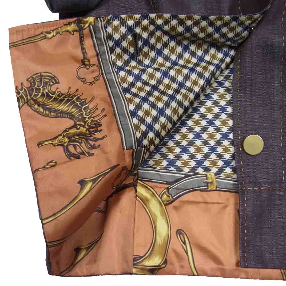 Aquascutum アクアスキュータム 裏地スカーフ柄 メタルボタン ジャケット ブラウン系【中古】