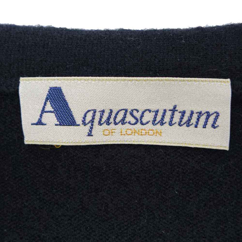 Aquascutum アクアスキュータム カシミア100％ ニットアンサンブル モックネックニット カーディガン ブラック系 9【中古】