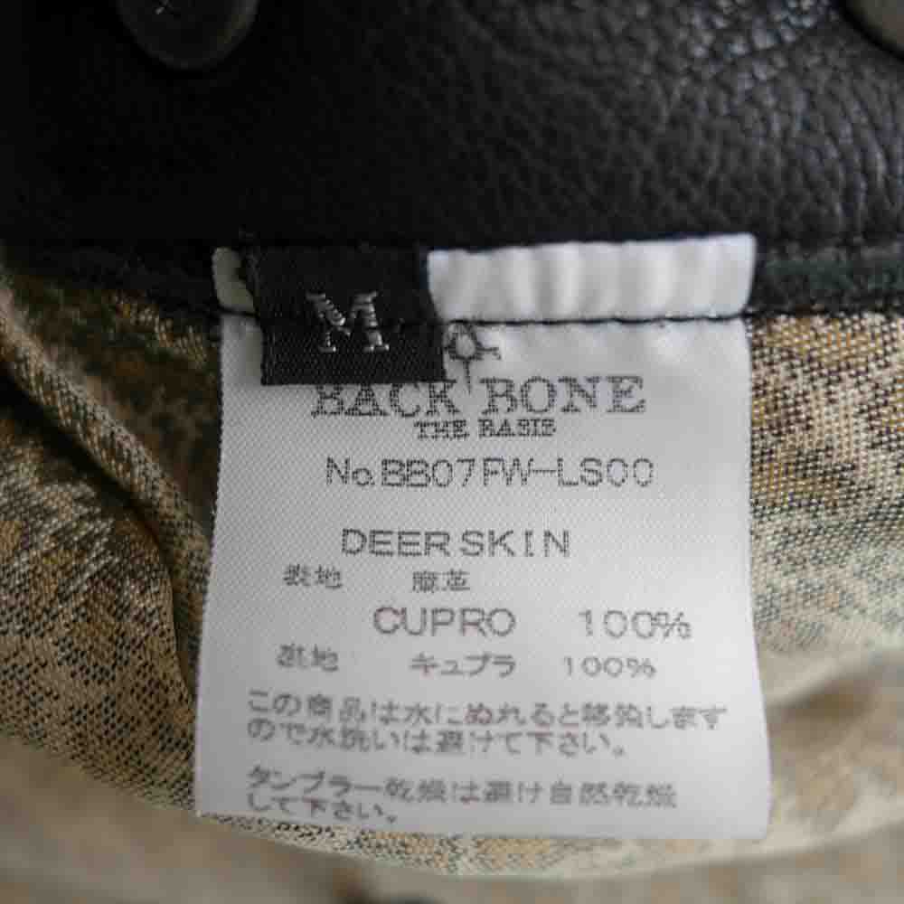 BACKBONE バックボーン 07AW BB07FW-LS00 インディアンスカル ディアスキン サイドレースアップ レザー シャツ ブラック系 M【中古】