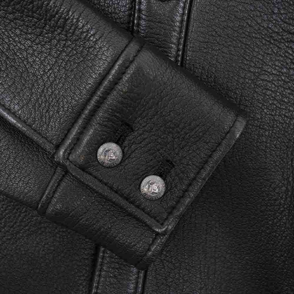 BACKBONE バックボーン 07AW BB07FW-LS00 インディアンスカル ディアスキン サイドレースアップ レザー シャツ ブラック系 M【中古】