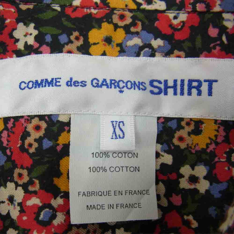COMME des GARCONS コムデギャルソン SHIRT 19AW W27039 フランス製 フローラル パッチワーク シャツ  XS【美品】【中古】