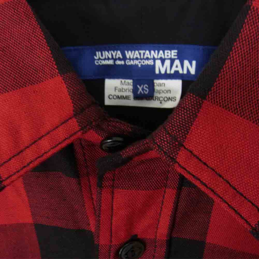JUNYA WATANABE COMME des GARCONS MAN ジュンヤワタナベコムデギャルソンマン 21AW WH-B012 パネルチェック シャツ レッド系 XS【美品】【中古】