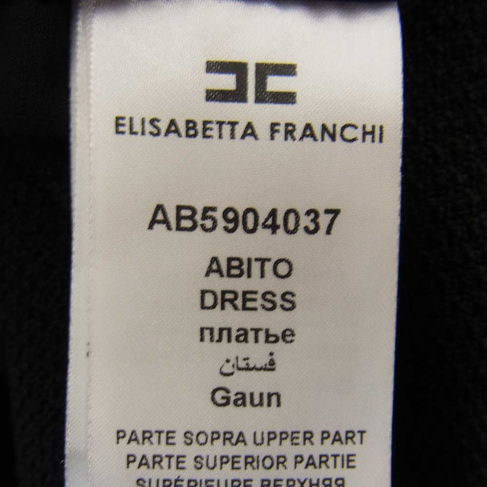 エリザベッタフランキ AB5904037 シフォン切替 フリンジ ワンピース ブラック系 44【新古品】【未使用】【中古】