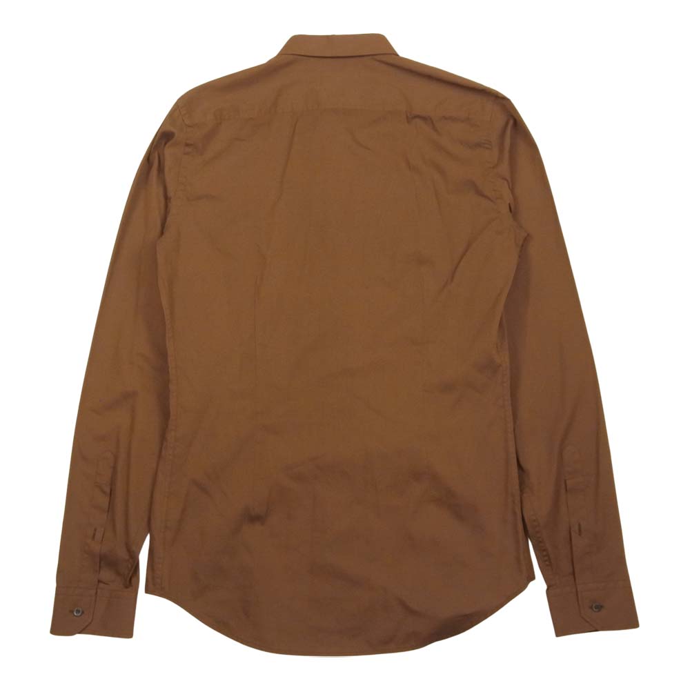 GUCCI グッチ シルク混コットン レギュラーカラー シャツ ブラウン系 40【中古】