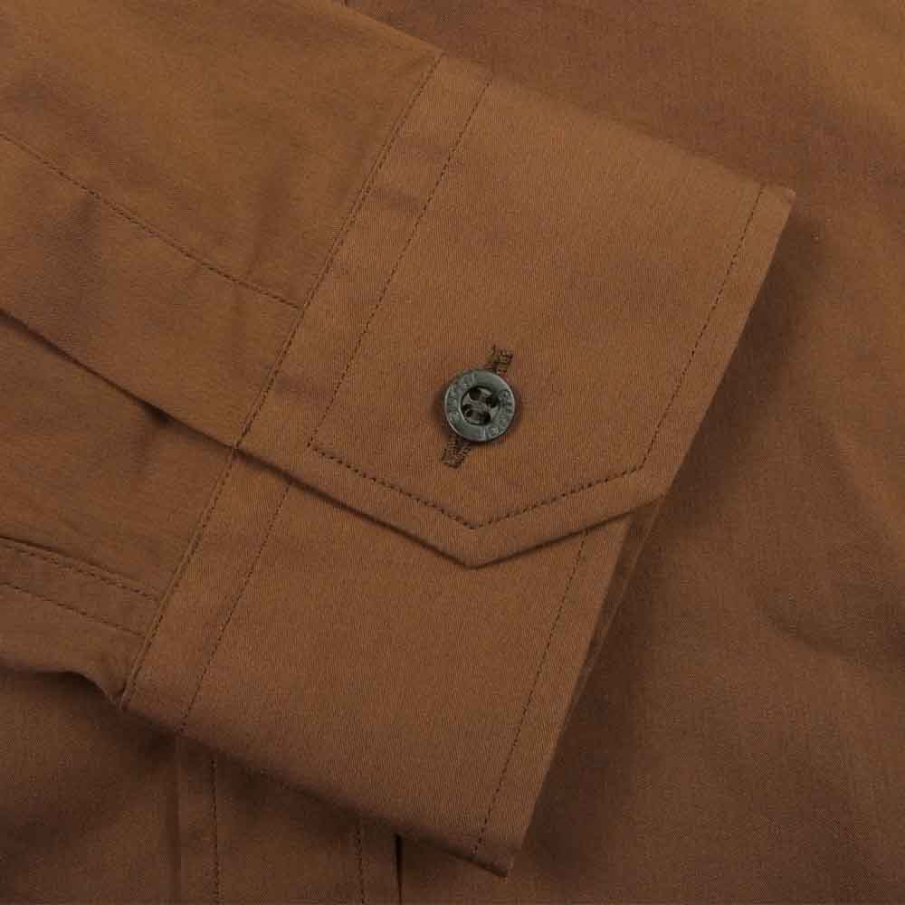 GUCCI グッチ シルク混コットン レギュラーカラー シャツ ブラウン系 40【中古】