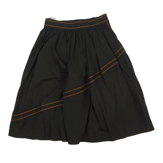 PRADA プラダ P108FR S151 1I4P 国内正規品 パネルステッチ フレアギャザー スカート ブラック系 40【新古品】【未使用】【中古】