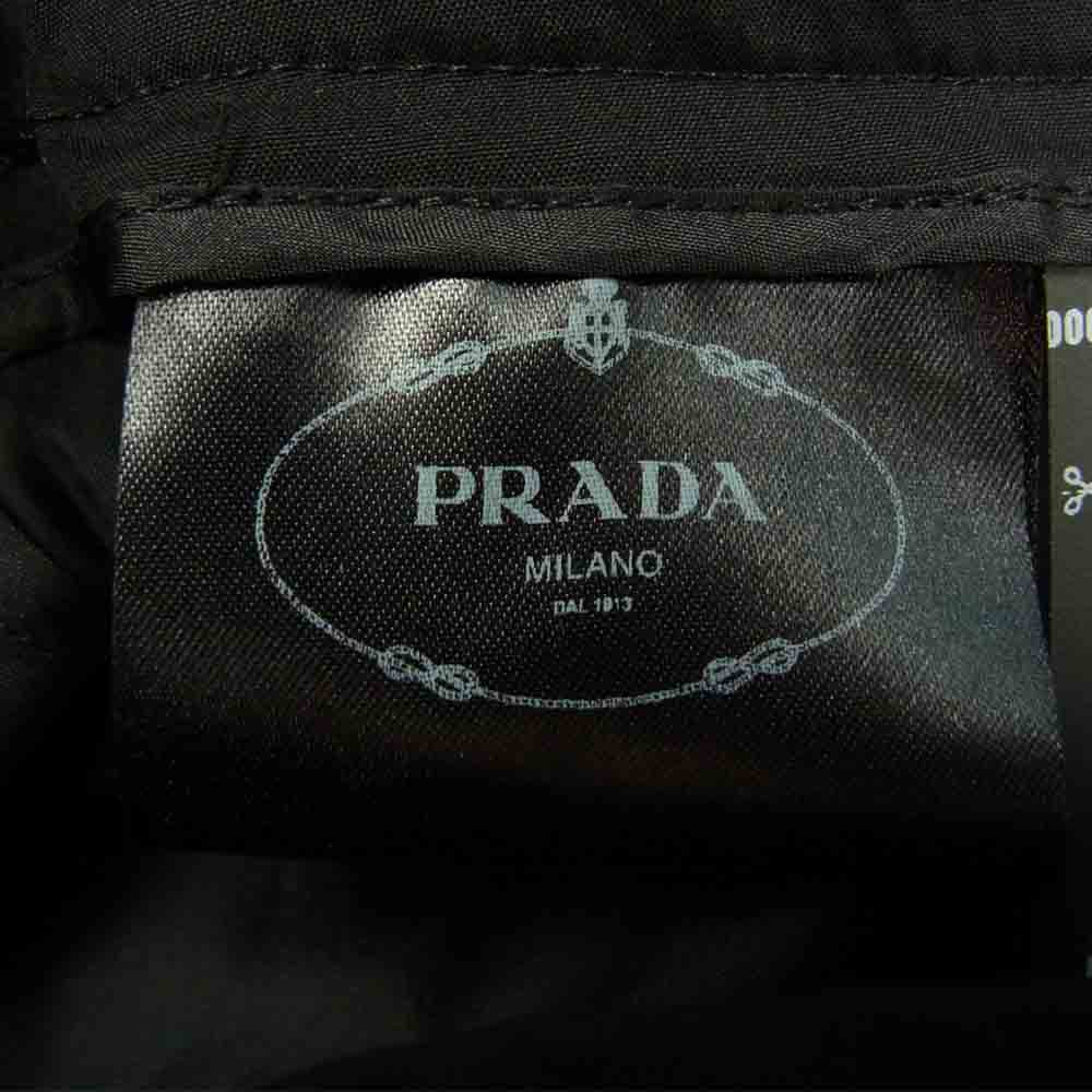 PRADA プラダ P108FR S151 1I4P 国内正規品 パネルステッチ フレアギャザー スカート ブラック系 40【新古品】【未使用】【中古】