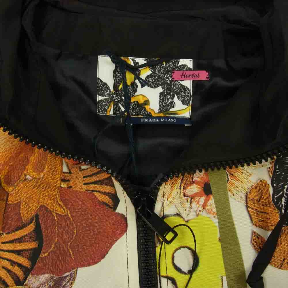 PRADA プラダ P623F S162 1MJF 国内正規品 FAILLE FLOREAL シルク100％ フローラル フーデッドジャケット 44【新古品】【未使用】【中古】