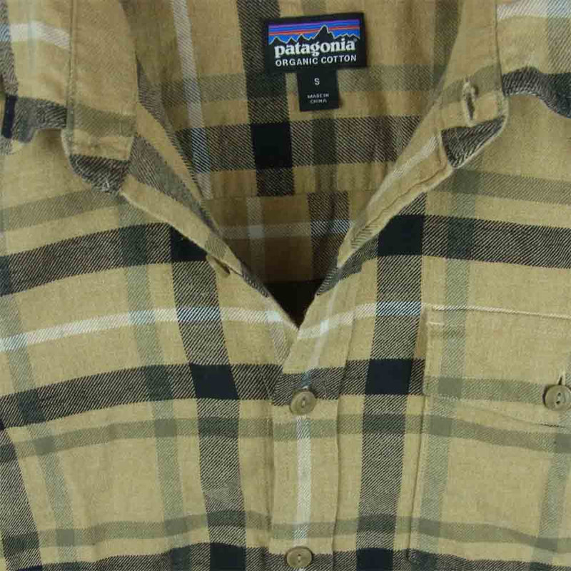 patagonia パタゴニア 18AW 54020 LW Fjord Flannel Shirt フランネル チェック 長袖 シャツ ライトブラウン系 S【中古】