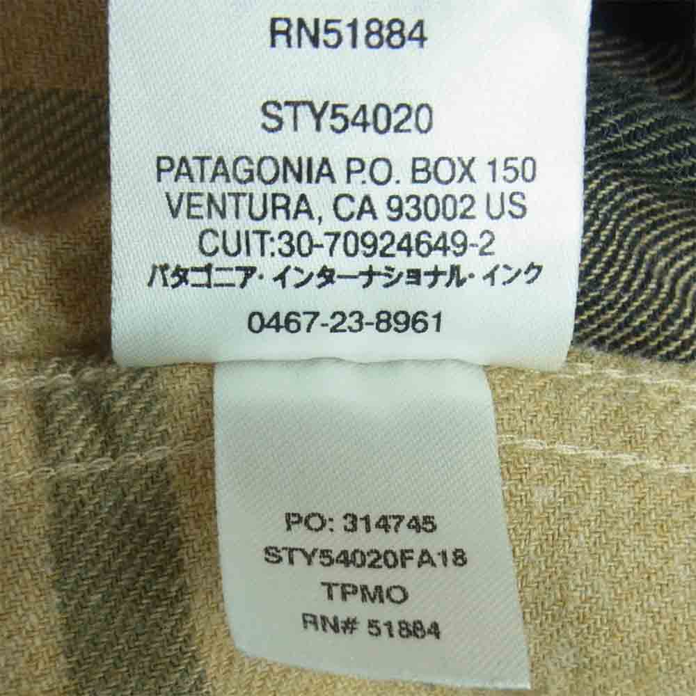 patagonia パタゴニア 18AW 54020 LW Fjord Flannel Shirt フランネル チェック 長袖 シャツ ライトブラウン系 S【中古】