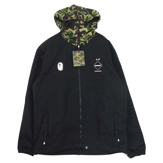 F.C.R.B. エフシーアールビー 19SS FCRB-190104 × A BATHING APE BAPE アベイシングエイプ ベイプ SEPARATE PRACTICE JACKET エイプカモ 総柄 セパレート ナイロン ジャケット カモ柄 ブラック ブラック系 XL【美品】【中古】