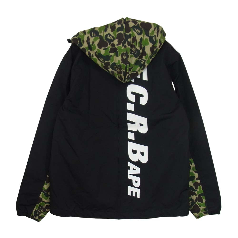 F.C.R.B. エフシーアールビー 19SS FCRB-190104 × A BATHING APE BAPE アベイシングエイプ ベイプ SEPARATE PRACTICE JACKET エイプカモ 総柄 セパレート ナイロン ジャケット カモ柄 ブラック ブラック系 XL【美品】【中古】