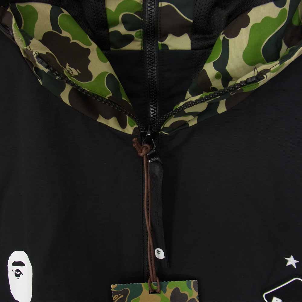 F.C.R.B. エフシーアールビー 19SS FCRB-190104 × A BATHING APE BAPE アベイシングエイプ ベイプ SEPARATE PRACTICE JACKET エイプカモ 総柄 セパレート ナイロン ジャケット カモ柄 ブラック ブラック系 XL【美品】【中古】