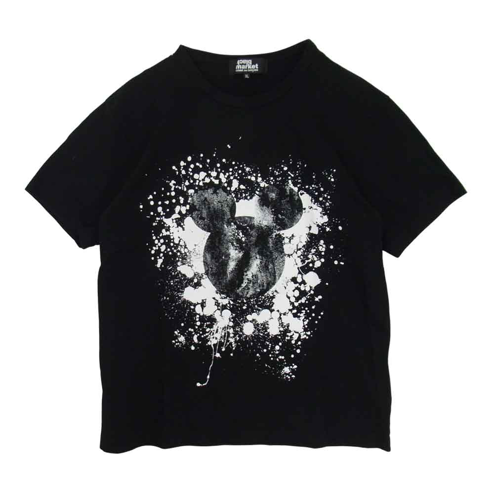COMME des GARCONS コムデギャルソン Disney 19AW OD-T010 BLACK MARKET ブラックマーケット ディズニー ミッキーマウス グラフィック Tシャツ  ブラック系 XL【美品】【中古】