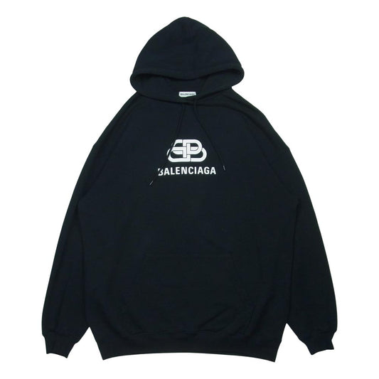 BALENCIAGA バレンシアガ 570792 TEV19 BB Logo printed Hoodie BBロゴ プルオーバー パーカー ブラック系 XS【中古】
