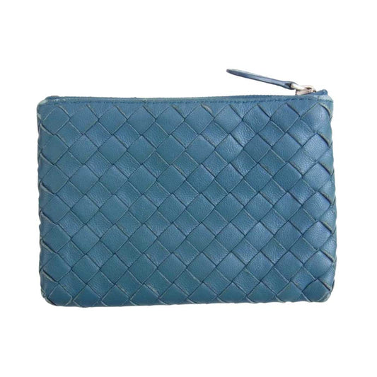 BOTTEGAVENETA ボッテガヴェネタ イントレチャート ジップ コインケース ブルー系【中古】