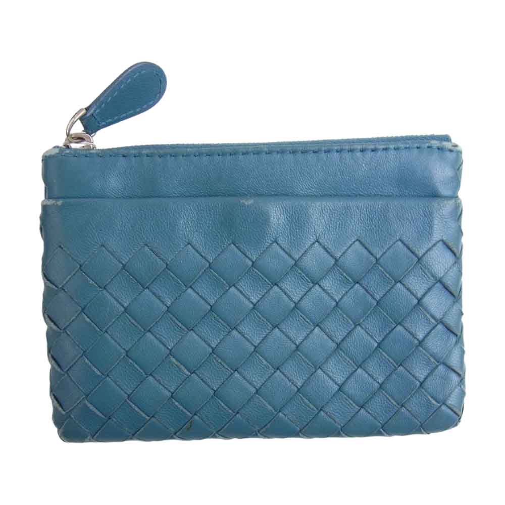 BOTTEGAVENETA ボッテガヴェネタ イントレチャート ジップ コインケース ブルー系【中古】