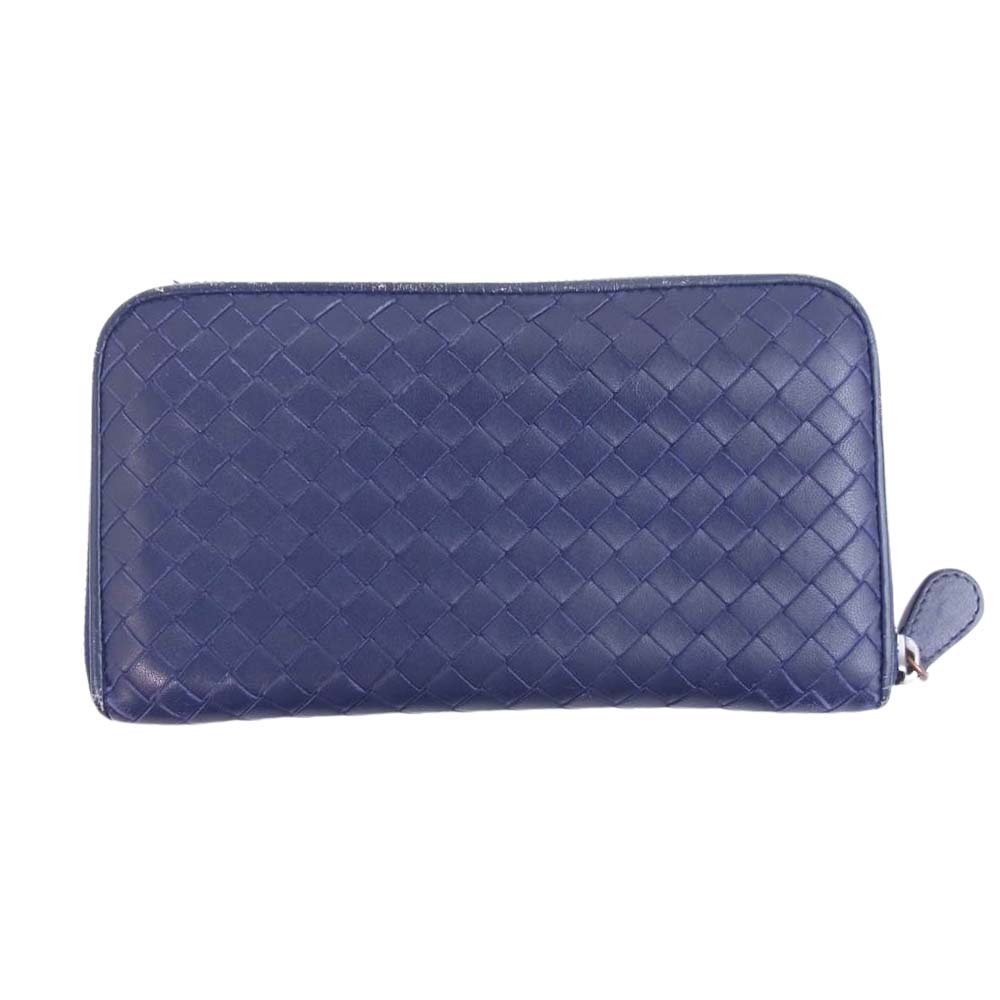 BOTTEGAVENETA ボッテガヴェネタ イントレチャート ラウンドジップ ロングウォレット 長財布 パープル系【中古】