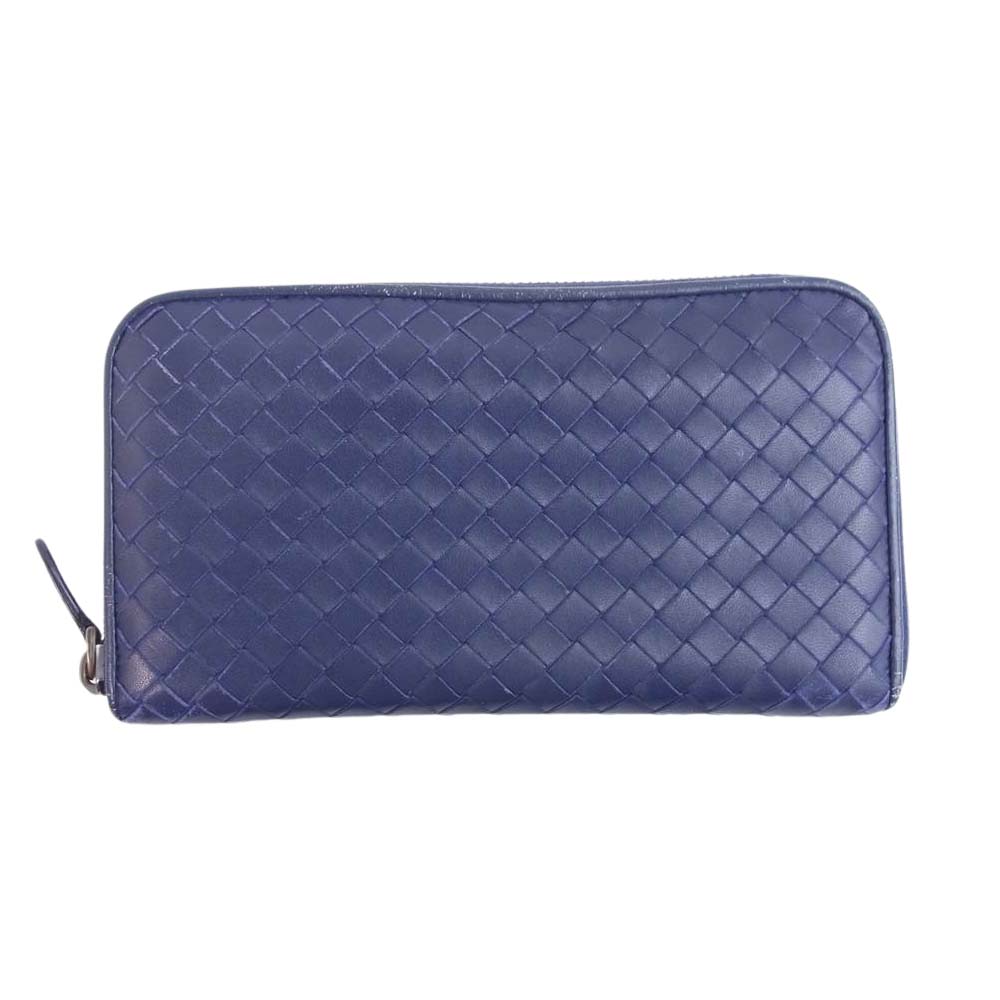 BOTTEGAVENETA ボッテガヴェネタ イントレチャート ラウンドジップ ロングウォレット 長財布 パープル系【中古】