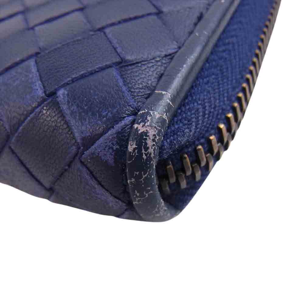 BOTTEGAVENETA ボッテガヴェネタ イントレチャート ラウンドジップ ロングウォレット 長財布 パープル系【中古】