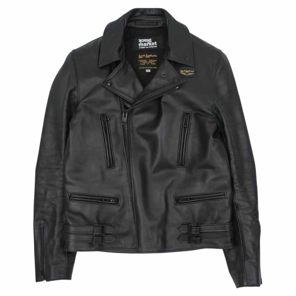 COMME des GARCONS コムデギャルソン BLACK MARKET ブラックマーケット Lewis Leathers ルイスレザー ライトニング型 ホースハイド レザー ダブルライダース ジャケット ブラック系 38【中古】