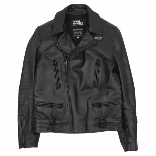 COMME des GARCONS コムデギャルソン BLACK MARKET ブラックマーケット Lewis Leathers ルイスレザー ライトニング型 ホースハイド レザー ダブルライダース ジャケット ブラック系 38【中古】