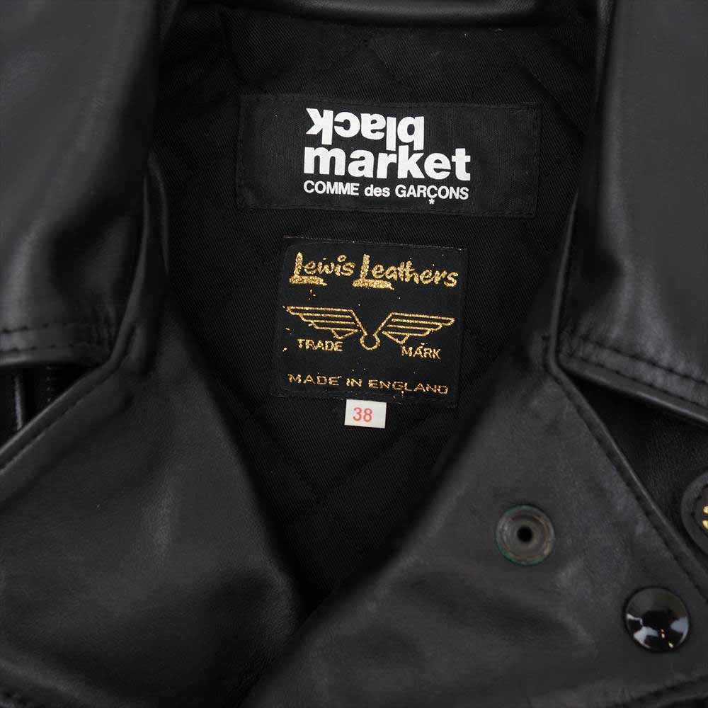 COMME des GARCONS コムデギャルソン BLACK MARKET ブラックマーケット Lewis Leathers ルイスレザー ライトニング型 ホースハイド レザー ダブルライダース ジャケット ブラック系 38【中古】