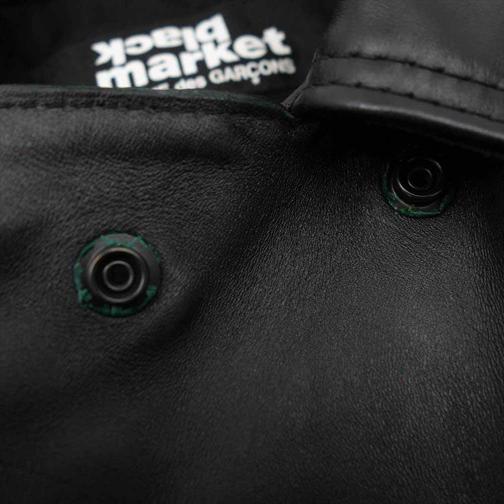 COMME des GARCONS コムデギャルソン BLACK MARKET ブラックマーケット Lewis Leathers ルイスレザー ライトニング型 ホースハイド レザー ダブルライダース ジャケット ブラック系 38【中古】