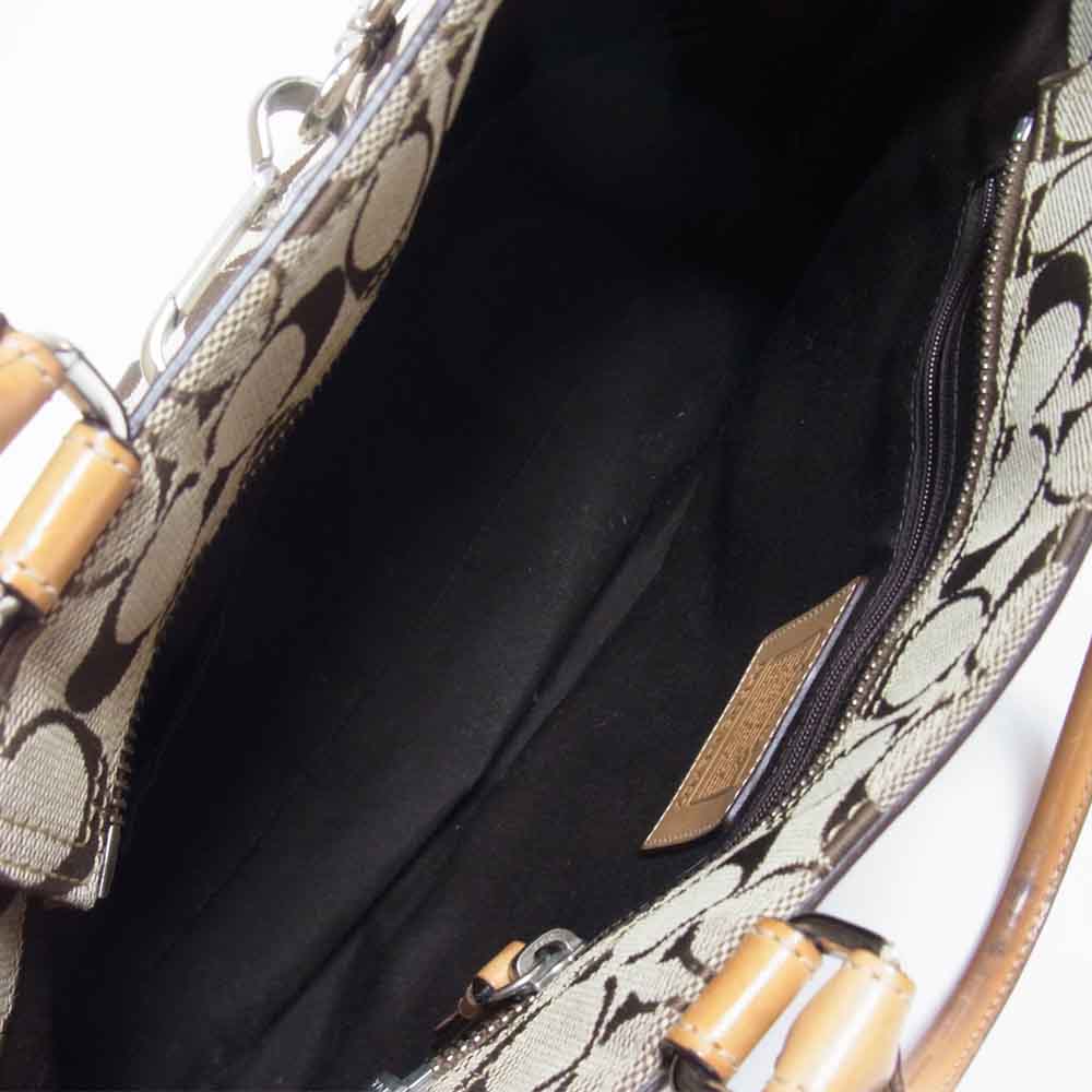 COACH コーチ 05J-8K07 シグネチャー レザー キャンバス トート バッグ