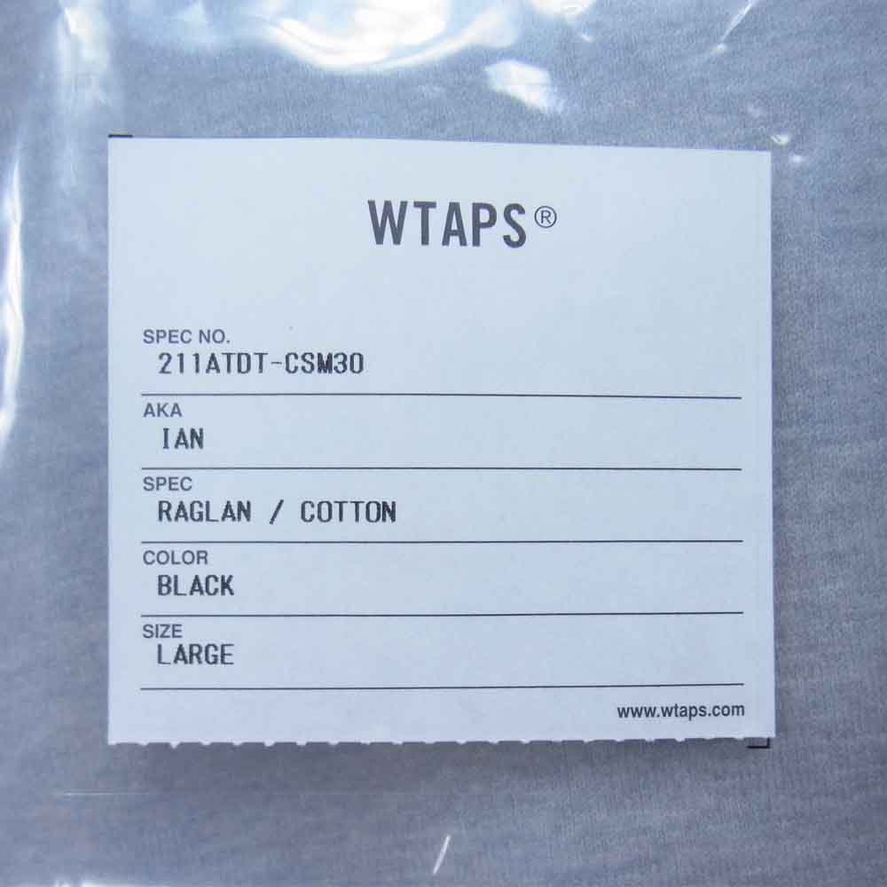 WTAPS ダブルタップス 211ATDT-CSM30 IAN RAGLAN COTTON ラグラン カットソー ブラック系 L【美品】【中古】