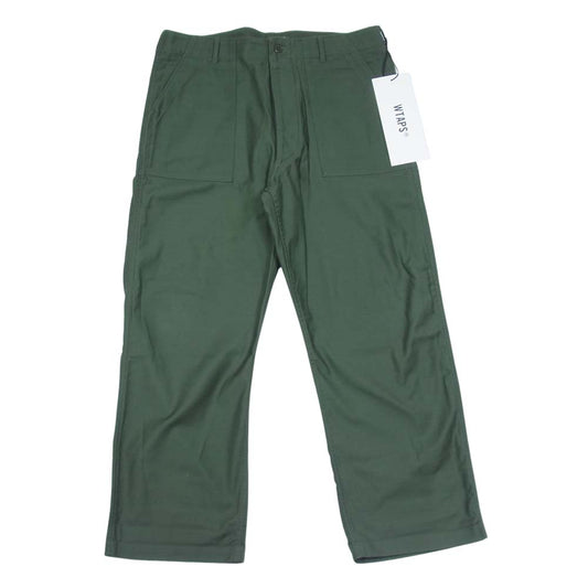 WTAPS ダブルタップス 191BRDT-PTM06 BUDS TROUSERS COTTON SATIN ファティーグ ベイカー パンツ OLIVEDARB L【美品】【中古】