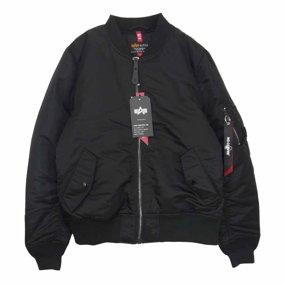 キネ × ALPHA アルファ × NO COFFEE ノーコーヒー MA-1 JACKET ミリタリー フライト ジャケット ブラック系 L【新古品】【未使用】【中古】