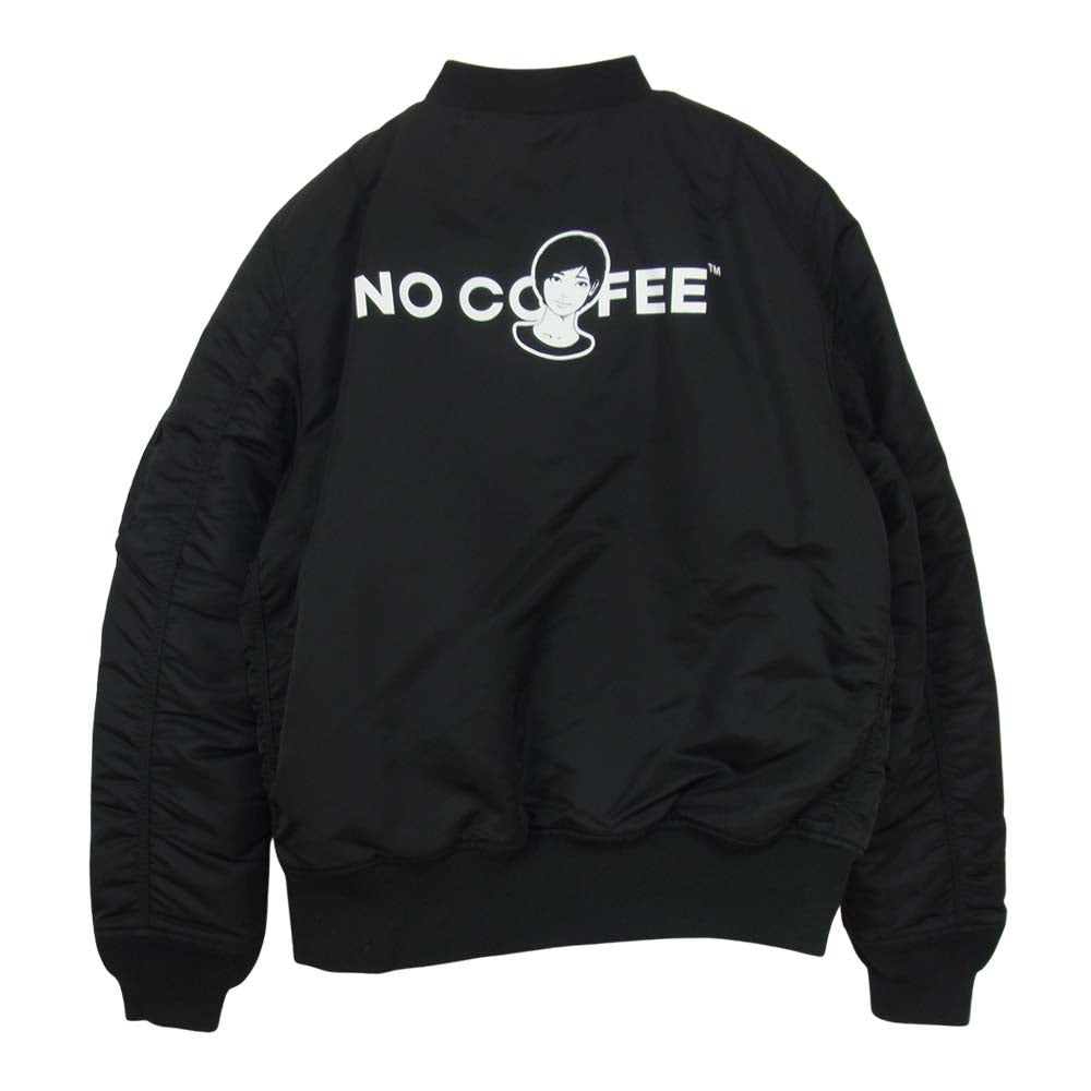 キネ × ALPHA アルファ × NO COFFEE ノーコーヒー MA-1 JACKET ミリタリー フライト ジャケット ブラック系 L【新古品】【未使用】【中古】