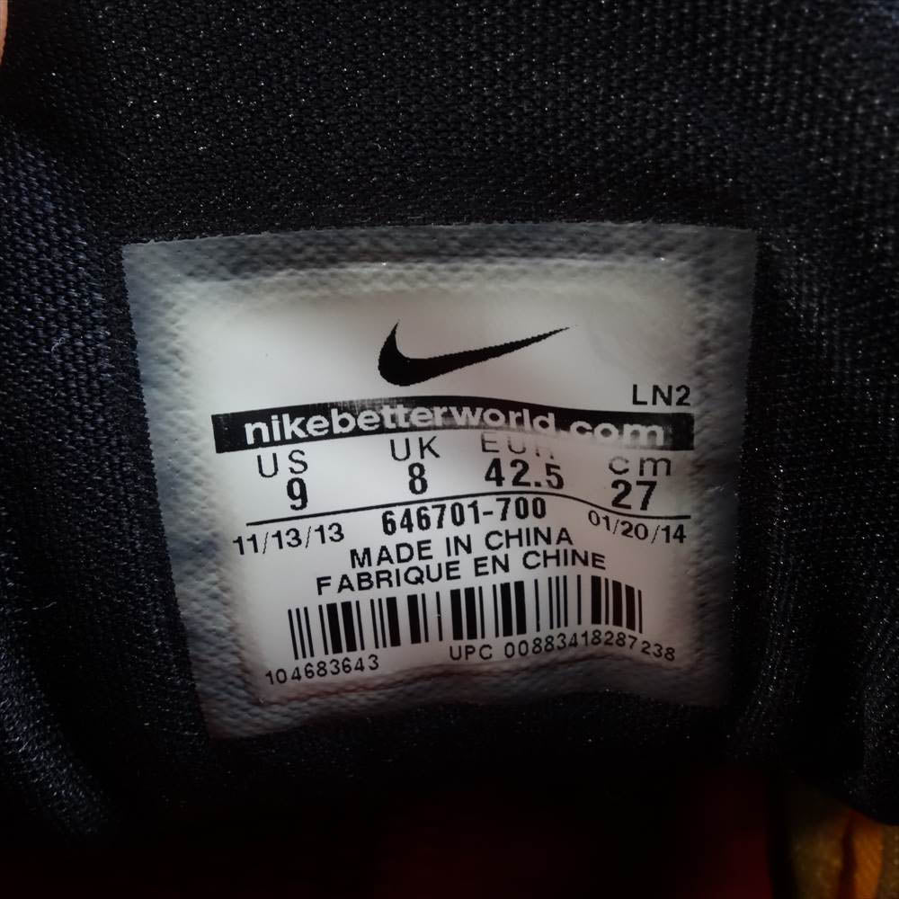 NIKE ナイキ 646701-700 KOBE 9 EM UNIVERSITY GOLD コービー ブルース リー スニーカー イエロー系 27【中古】