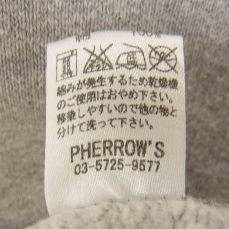 Pherrow's フェローズ ステンシル プリント スウェット パーカー グレー系 38【中古】