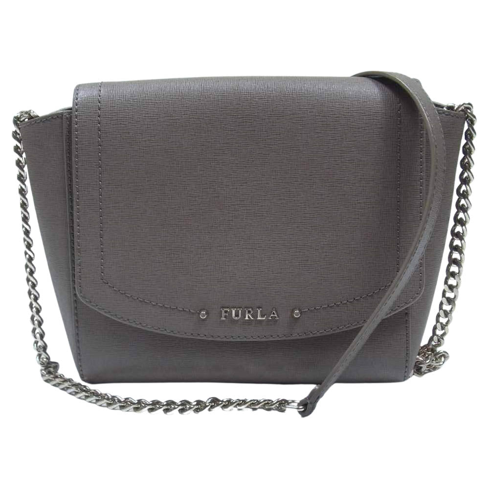 Furla フルラ チェーン ショルダー バッグ グレージュ系【中古】